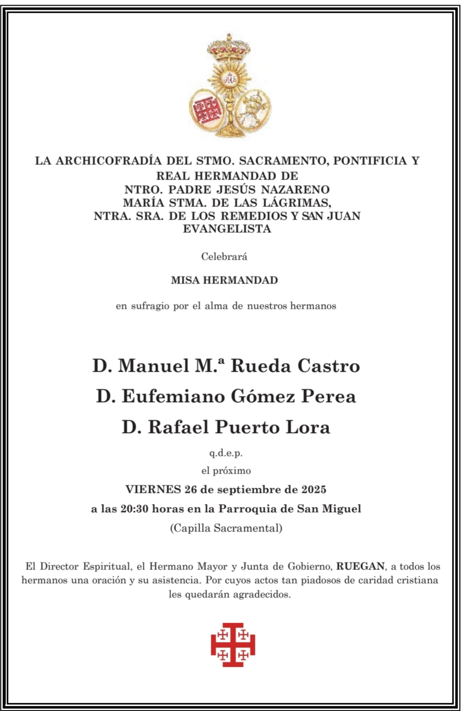 Misa Hermandad (q.d.e.p)